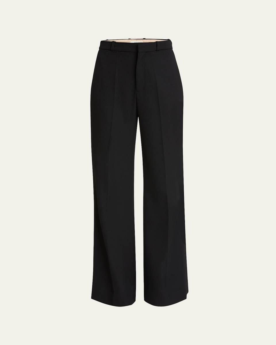 High Waist Flared Wool Pants